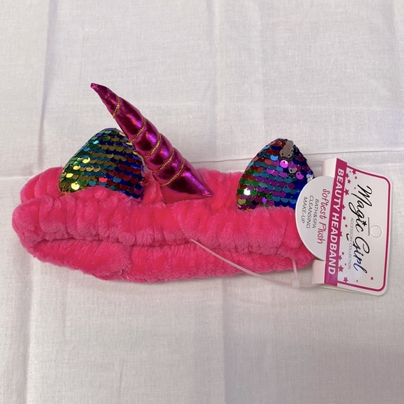 Magic Girl Beauty Headband Softest Plush Bath and Spa Cleansing Make up HOT PINK - Picture 2 of 4